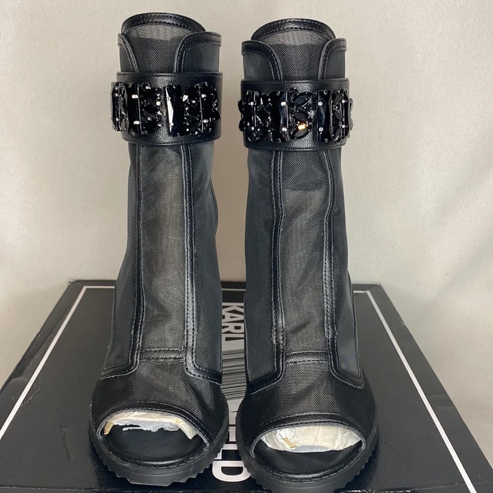 NIB Karl Lagerfeld Paris Blayze Lug Sole Booties size 8.5 - Picture 3 of 7
